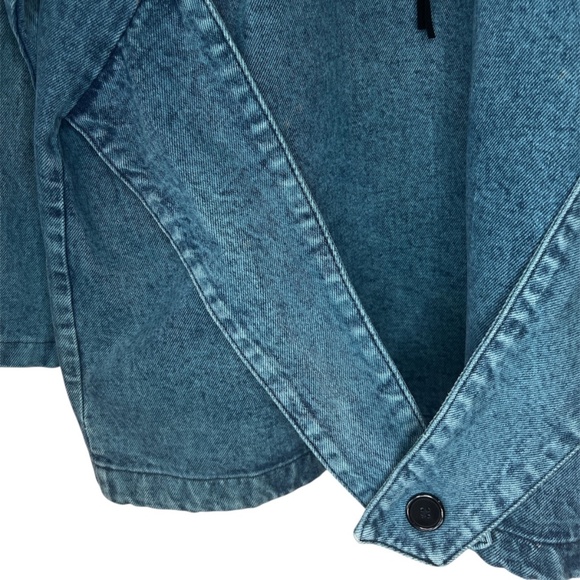 Vintage Sundance Denim Southwestern Concho Teal Aztec Print Acid Wash Coat USA L - Picture 11 of 16